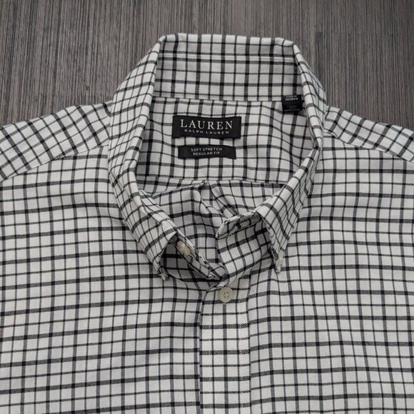 Ralph Lauren | Men's Light Flannel Shirt with Black/White Plaid/Checkered Patter - Picture 1 of 7